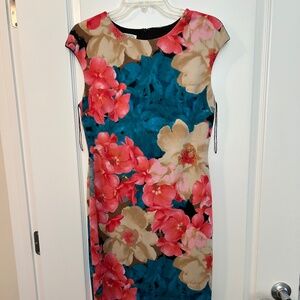 Maggy London floral scuba midi dress, size 8
